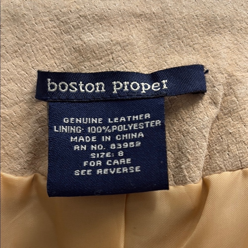 Boston Proper Rhinestone Accented Zip-Up Suede Leather Jacket Size 8 - Picture 6 of 13